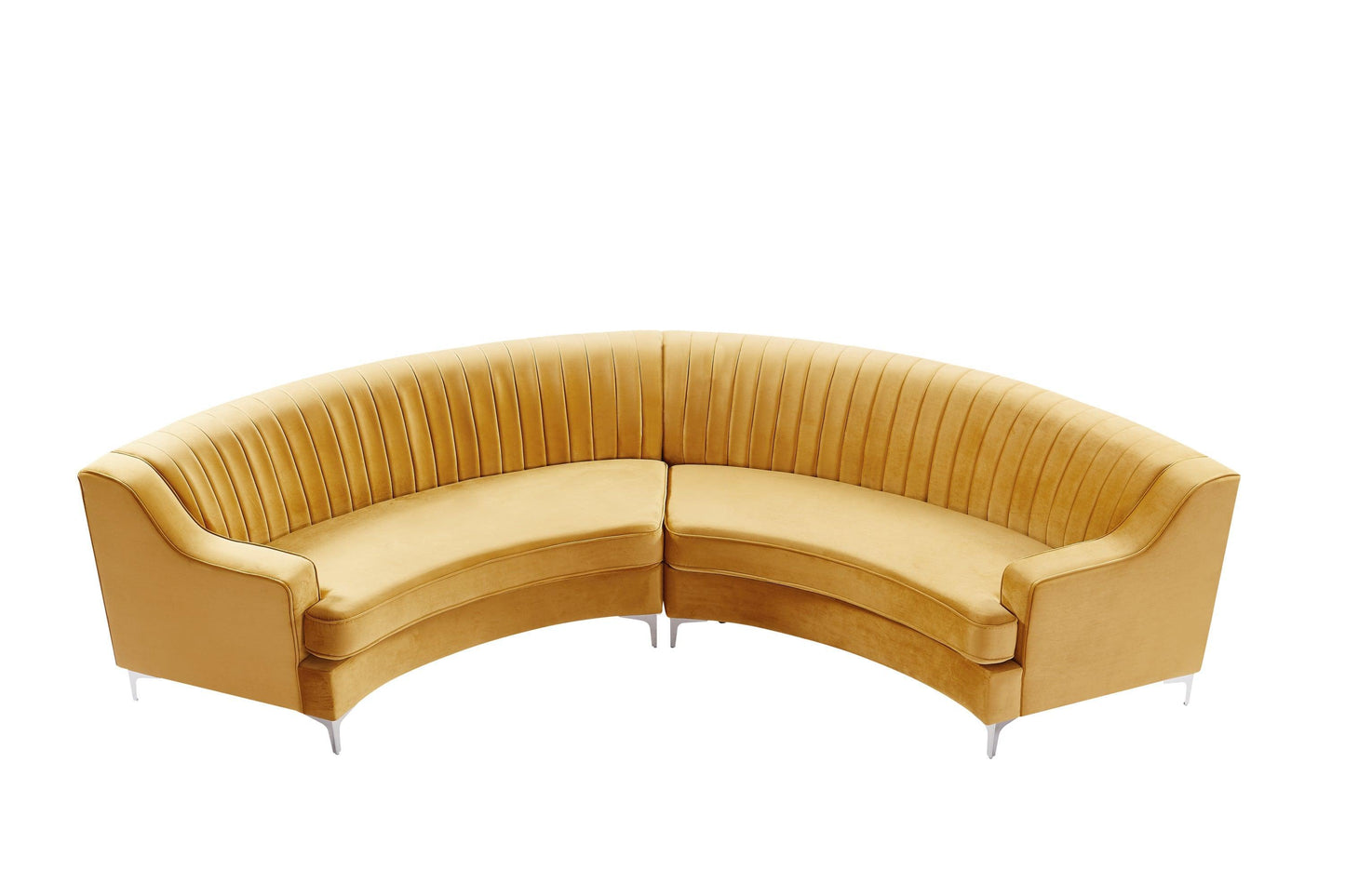 Gold Velvet Curved Sofa FredCo