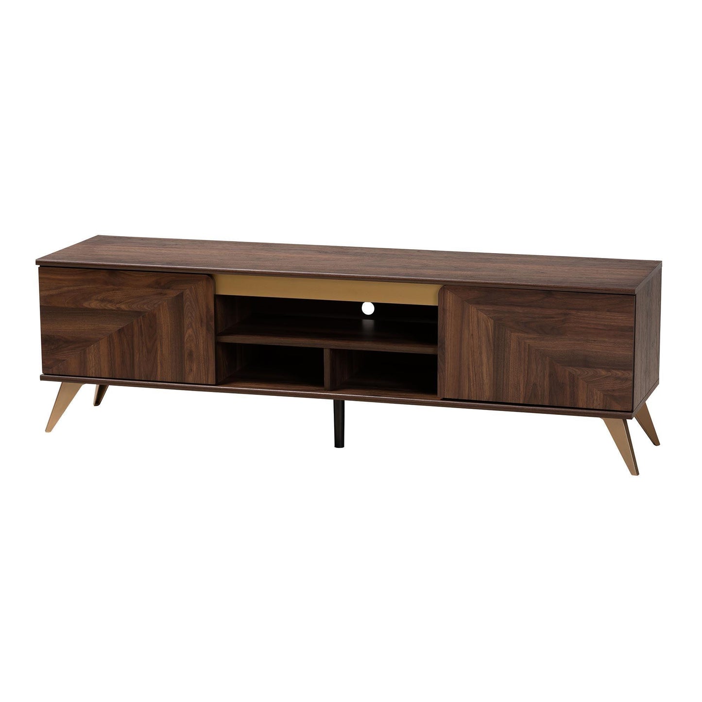 Graceland Mid-Century Modern Transitional Walnut Brown Finished Wood 2-Door TV Stand FredCo