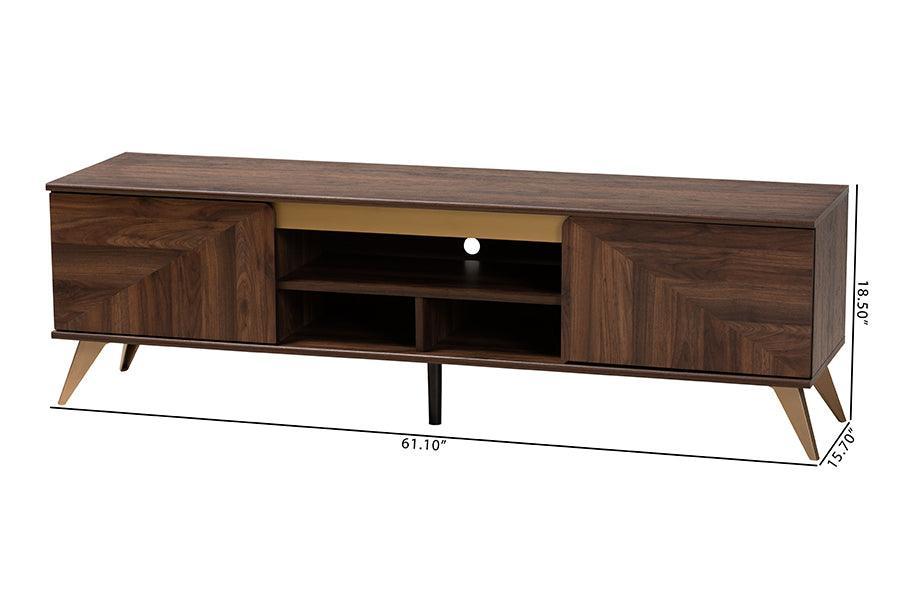Graceland Mid-Century Modern Transitional Walnut Brown Finished Wood 2-Door TV Stand FredCo