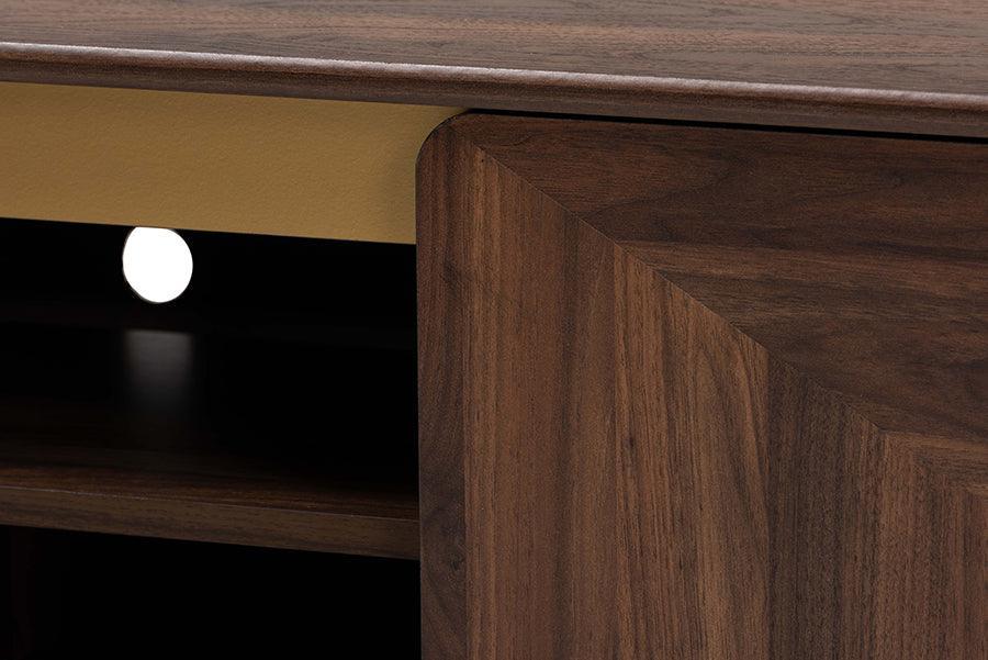 Graceland Mid-Century Modern Transitional Walnut Brown Finished Wood 2-Door TV Stand FredCo
