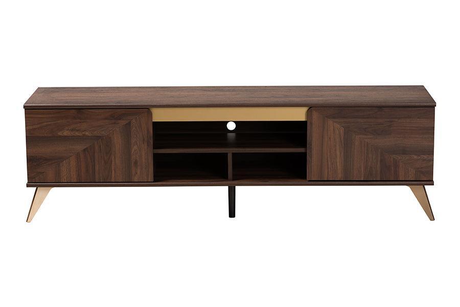 Graceland Mid-Century Modern Transitional Walnut Brown Finished Wood 2-Door TV Stand FredCo