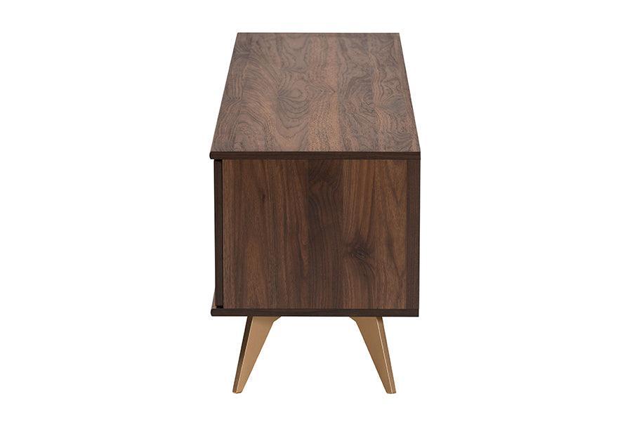 Graceland Mid-Century Modern Transitional Walnut Brown Finished Wood 2-Door TV Stand FredCo
