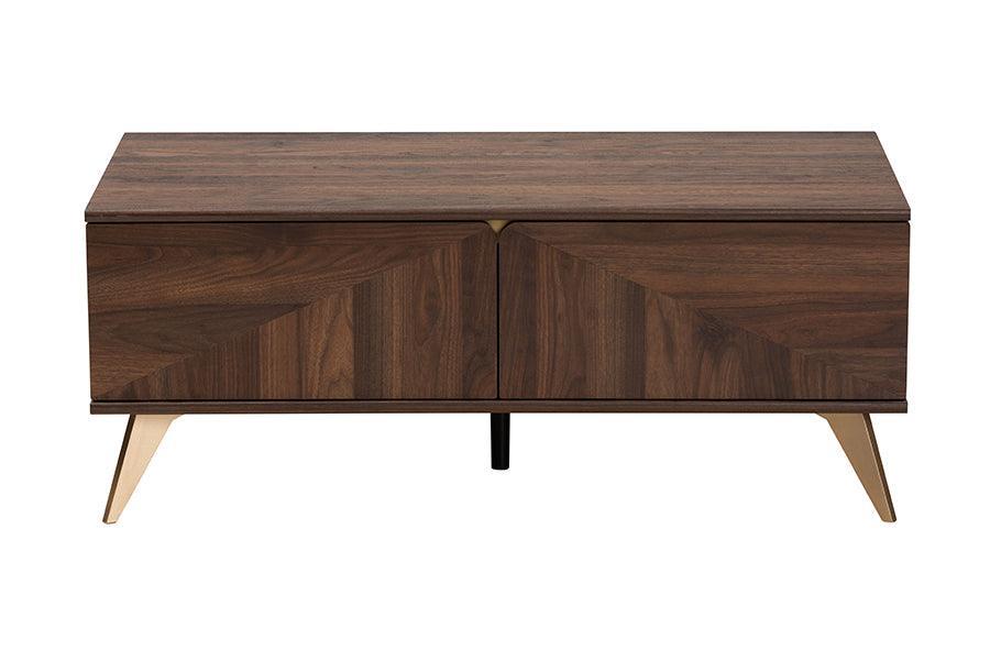 Graceland Mid-Century Modern Transitional Walnut Brown Finished Wood 2-Drawer Coffee Table FredCo