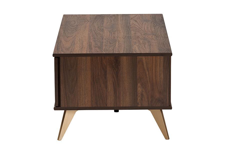 Graceland Mid-Century Modern Transitional Walnut Brown Finished Wood 2-Drawer Coffee Table FredCo
