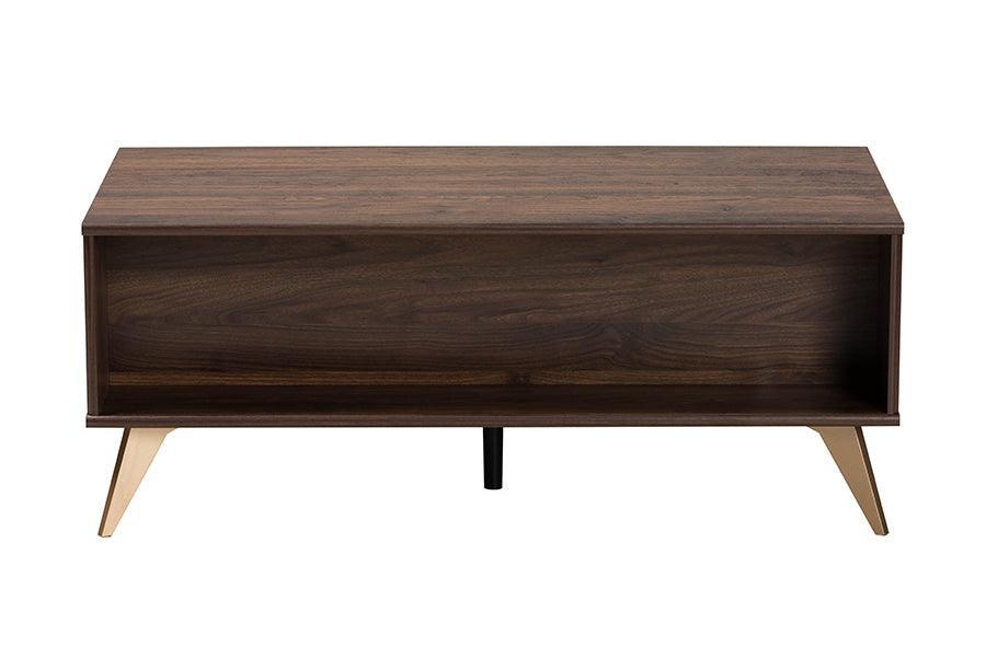 Graceland Mid-Century Modern Transitional Walnut Brown Finished Wood 2-Drawer Coffee Table FredCo