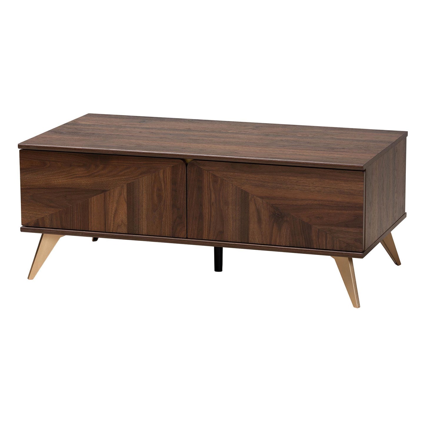Graceland Mid-Century Modern Transitional Walnut Brown Finished Wood 2-Drawer Coffee Table FredCo