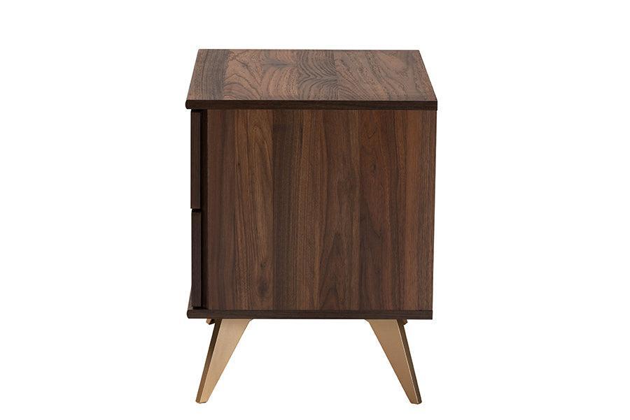 Graceland Mid-Century Modern Transitional Walnut Brown Finished Wood 2-Drawer Nightstand FredCo