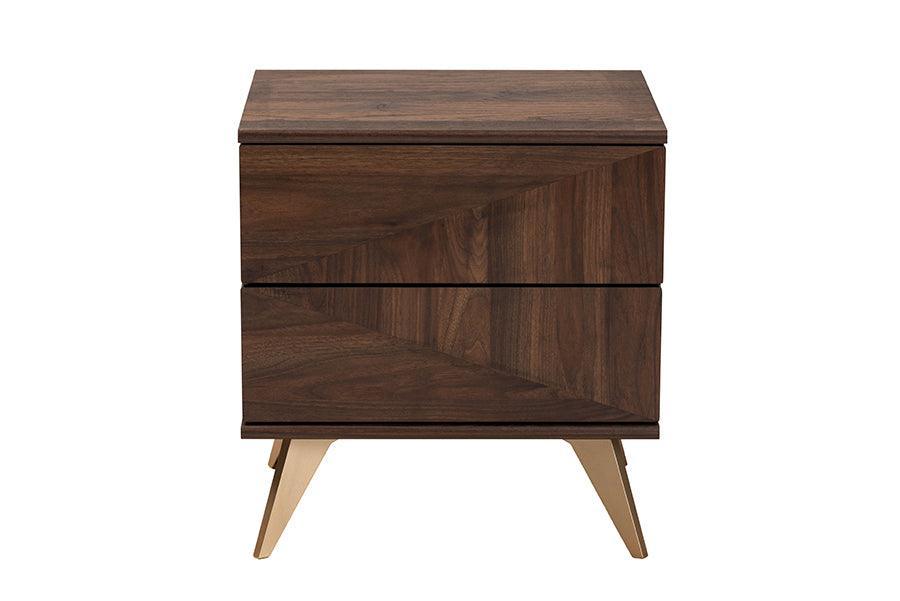 Graceland Mid-Century Modern Transitional Walnut Brown Finished Wood 2-Drawer Nightstand FredCo