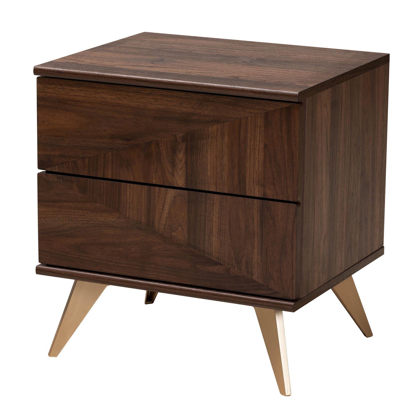 Graceland Mid-Century Modern Transitional Walnut Brown Finished Wood 2-Drawer Nightstand FredCo