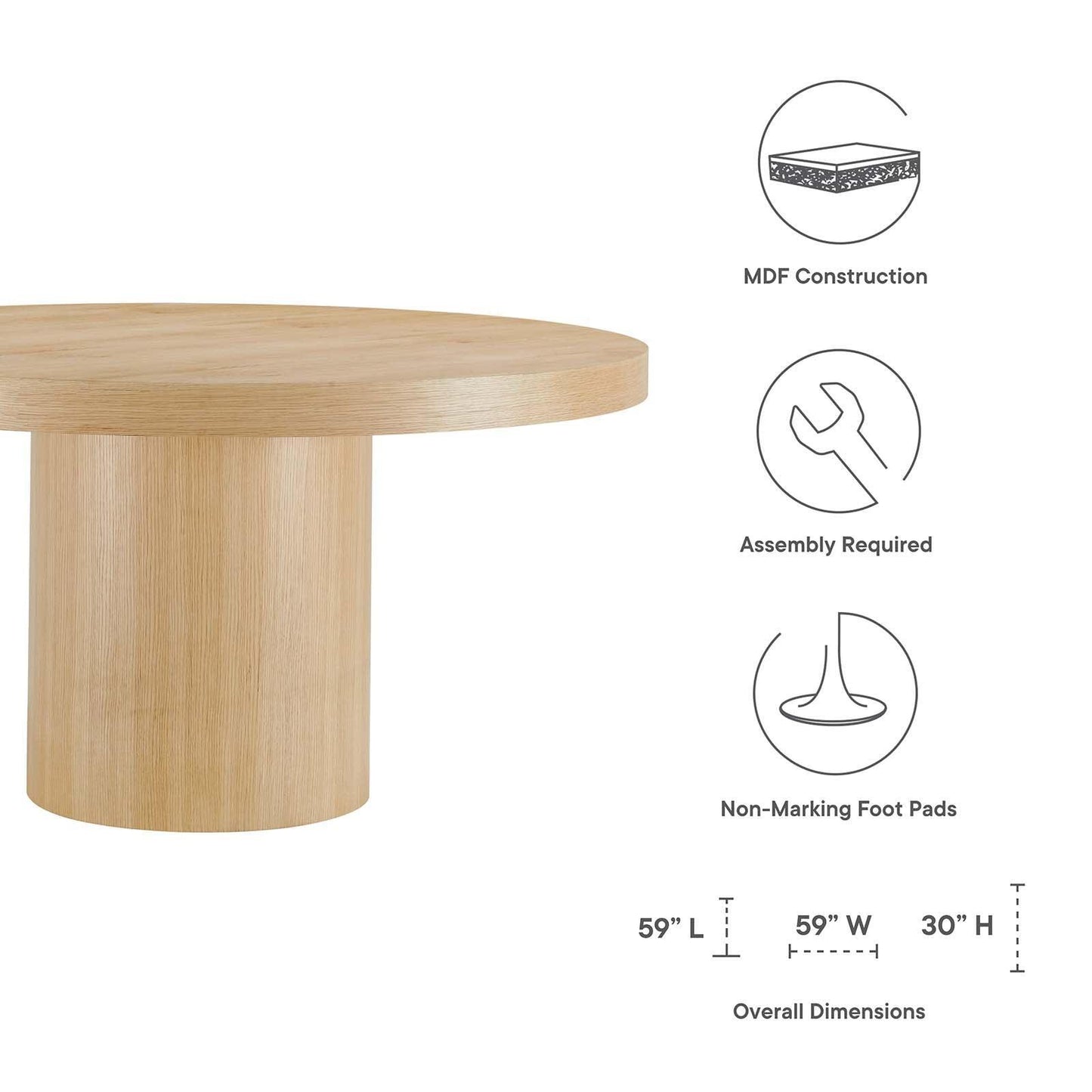 Gratify 60" Round Dining Table, EEI-4911 FredCo