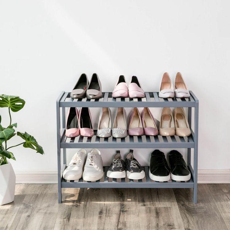 Gray Bamboo Shoe Rack FredCo