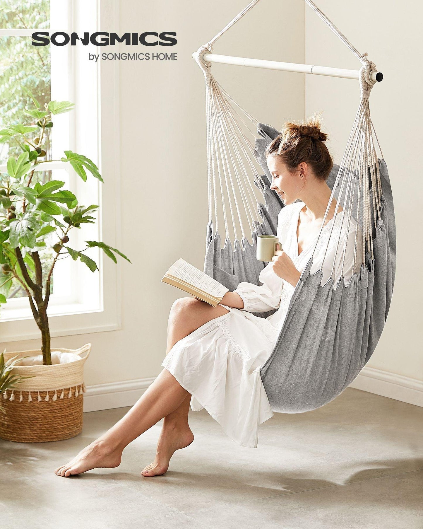 Hammock Chair with 2 Cushions Dove Gray FredCo