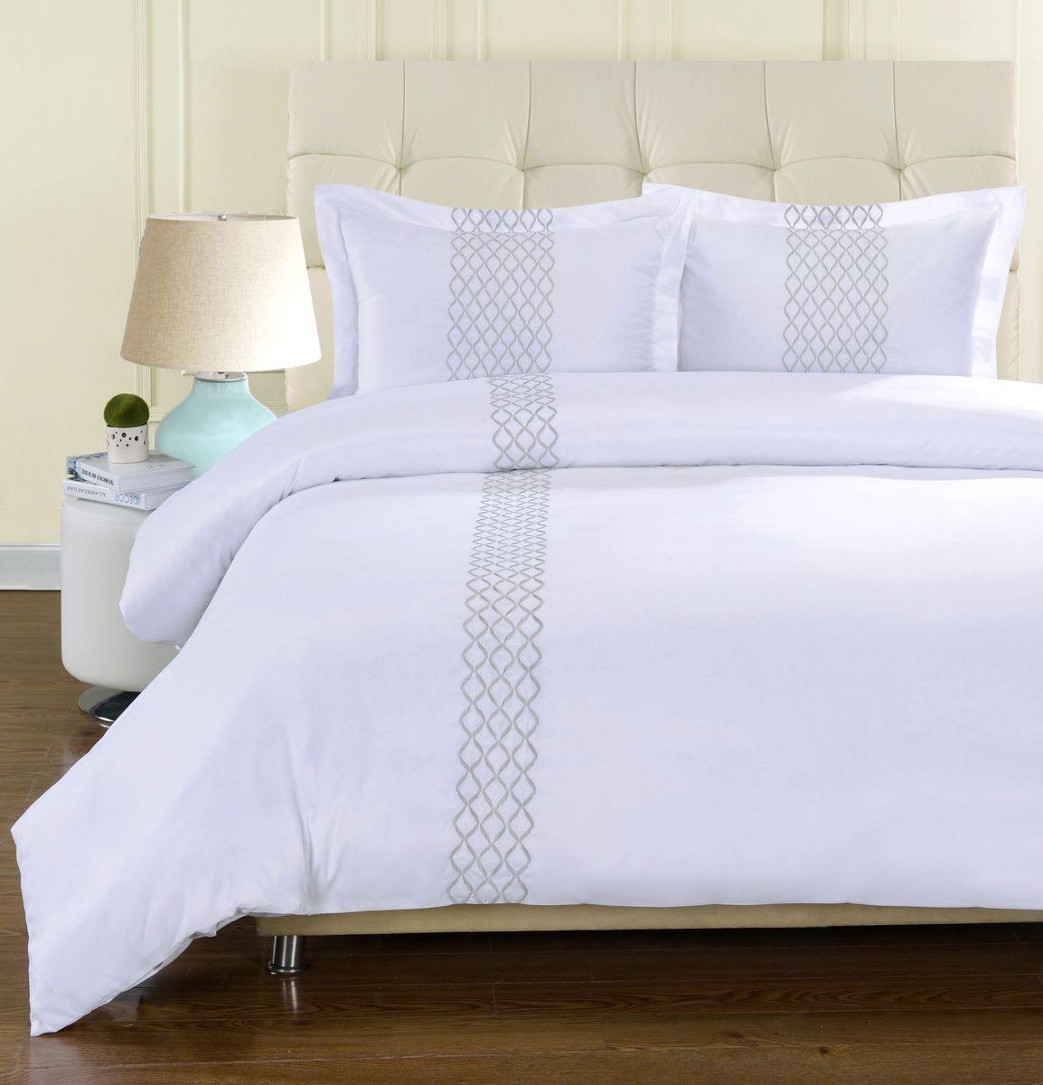 Hannah Wrinkle-Resistant Embroidered Duvet Cover and Pillow Sham Set FredCo