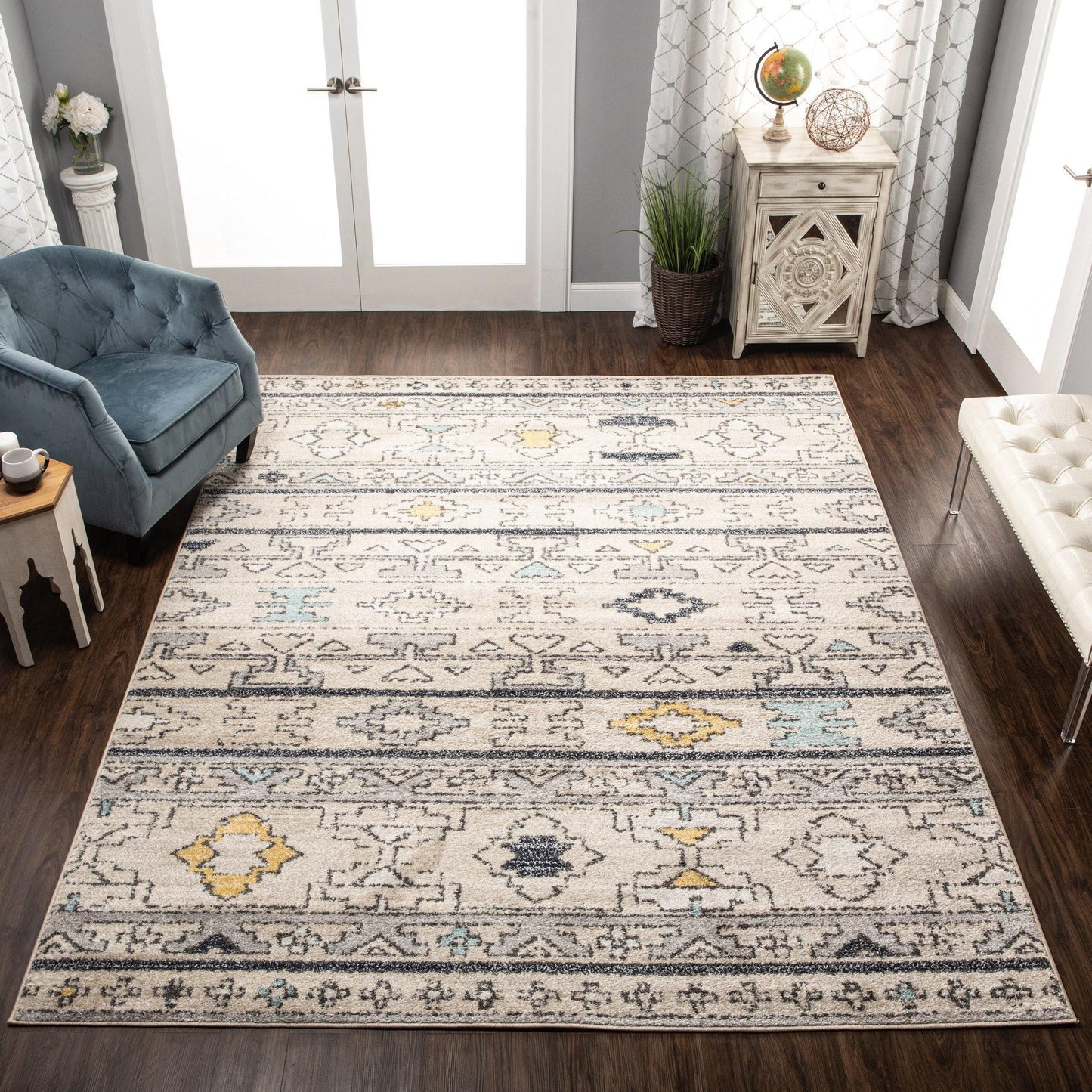 Hardyn Traditional Mid-Century Tribal Charcoal Rug FredCo