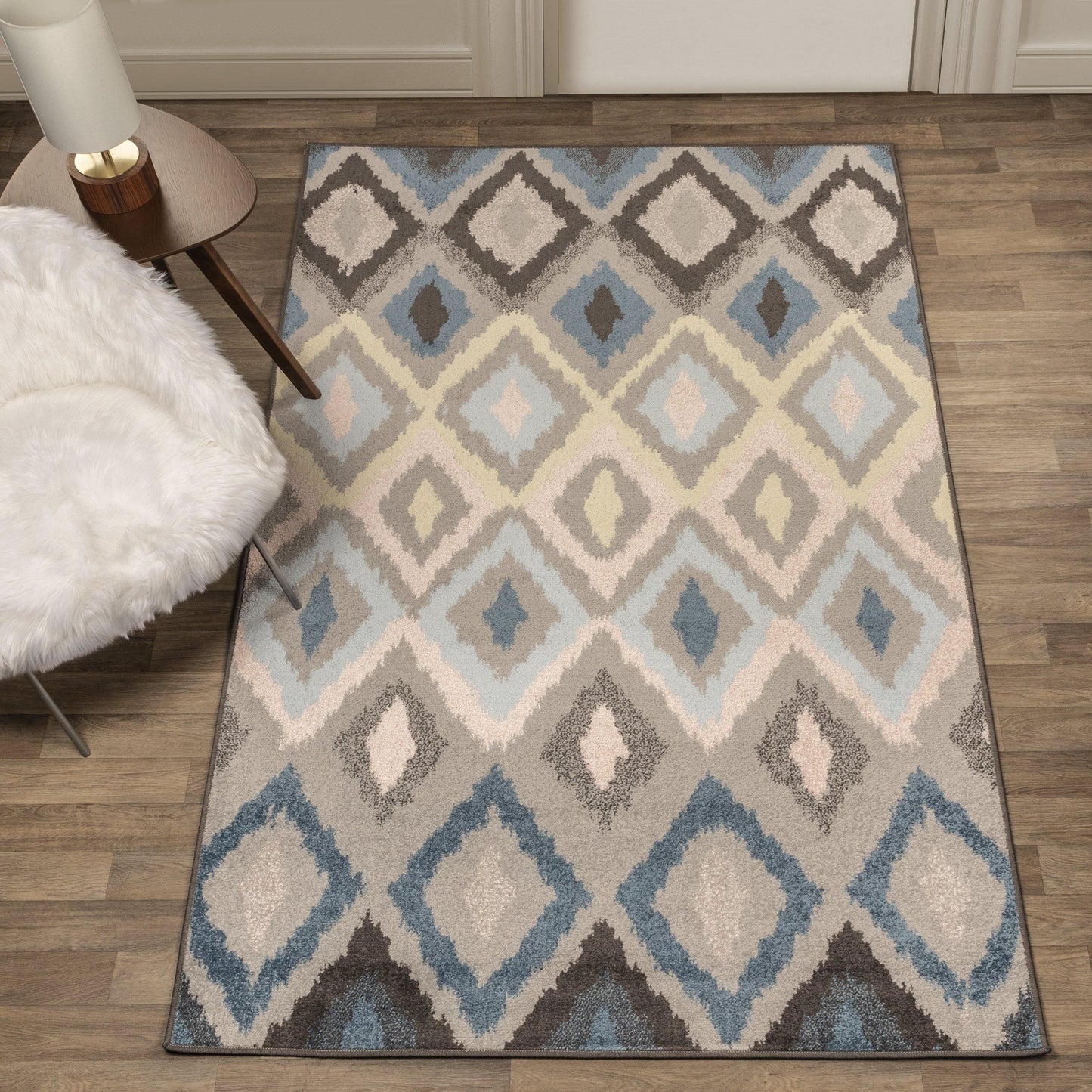 Harlequinn Contemporary Ikat Diamond Design Rug FredCo