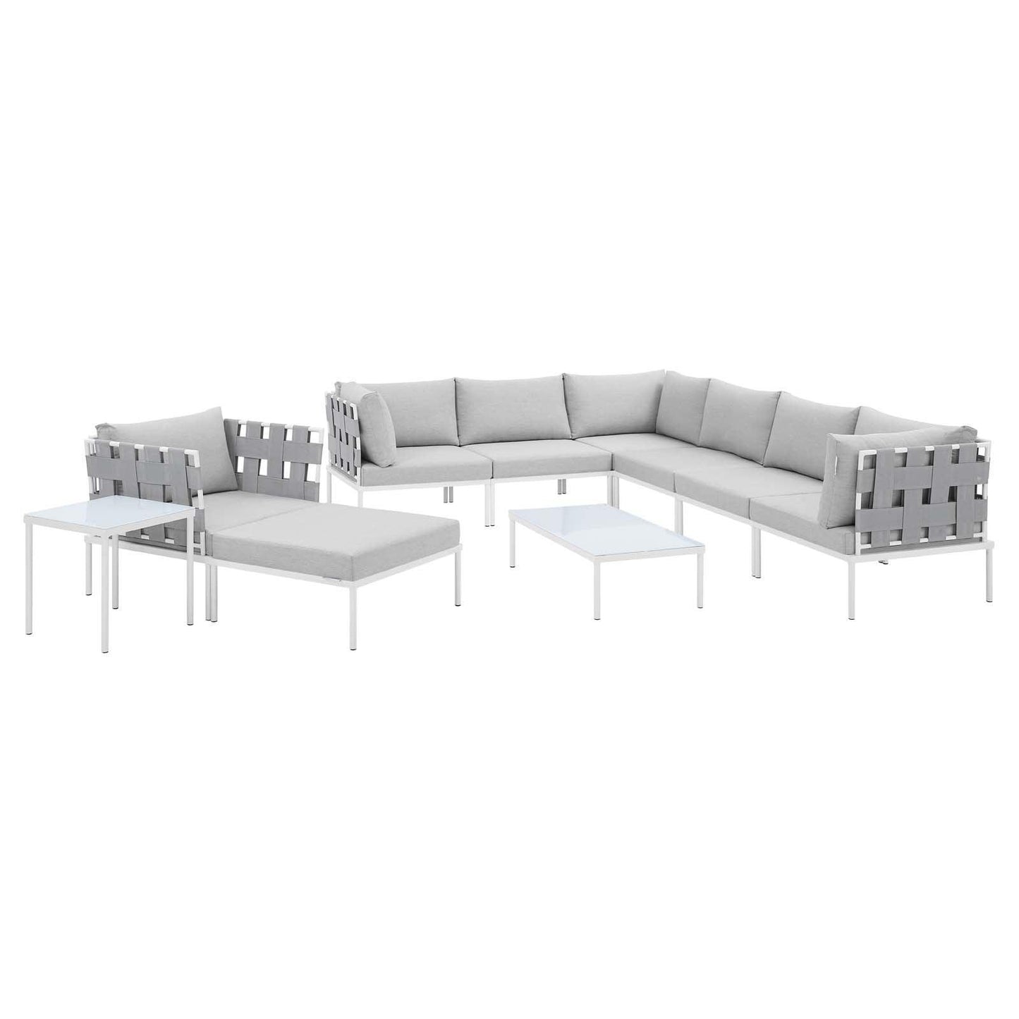 Harmony 10-Piece Sunbrella Outdoor Patio Aluminum Sectional Sofa Set, EEI-4953 FredCo