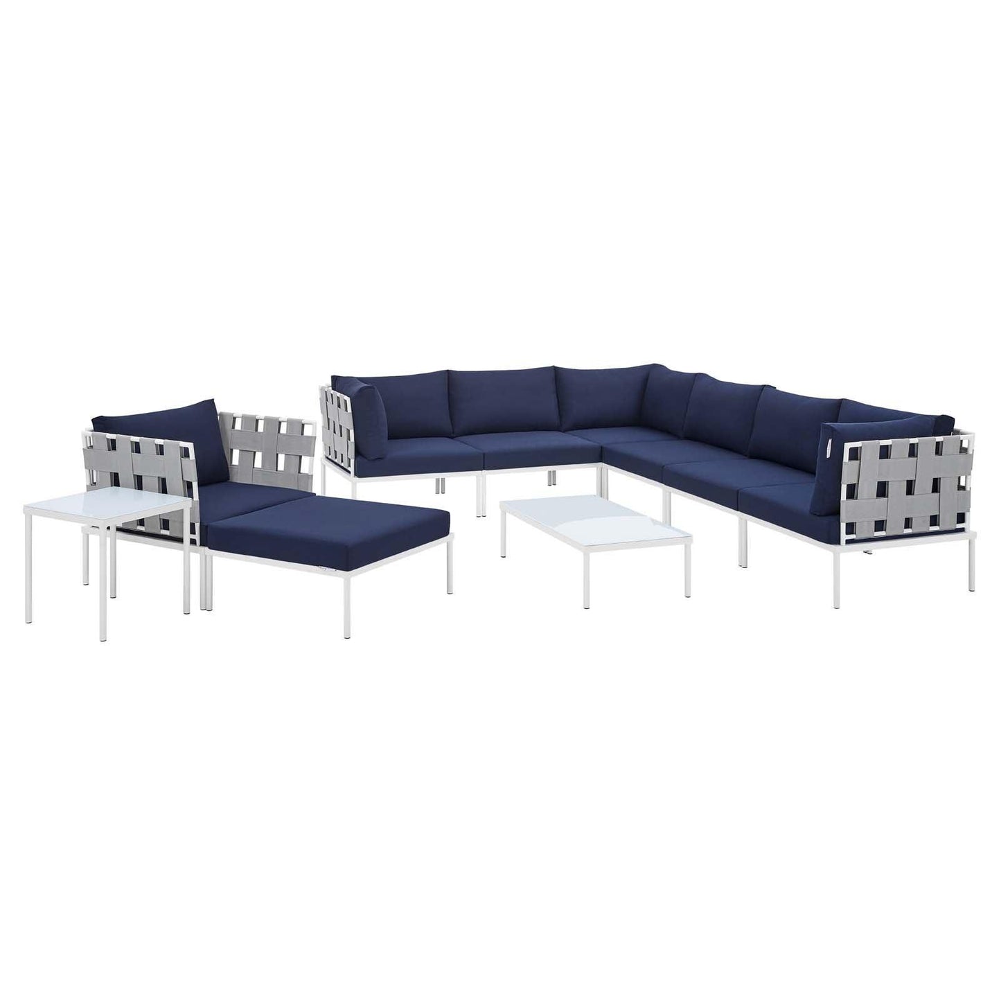 Harmony 10-Piece Sunbrella Outdoor Patio Aluminum Sectional Sofa Set, EEI-4953 FredCo