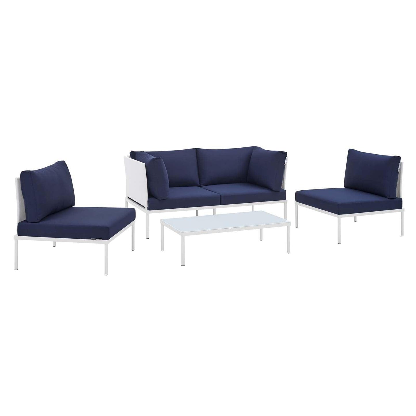 Harmony 4-Piece Sunbrella Outdoor Patio Aluminum Seating Set, EEI-4690 FredCo