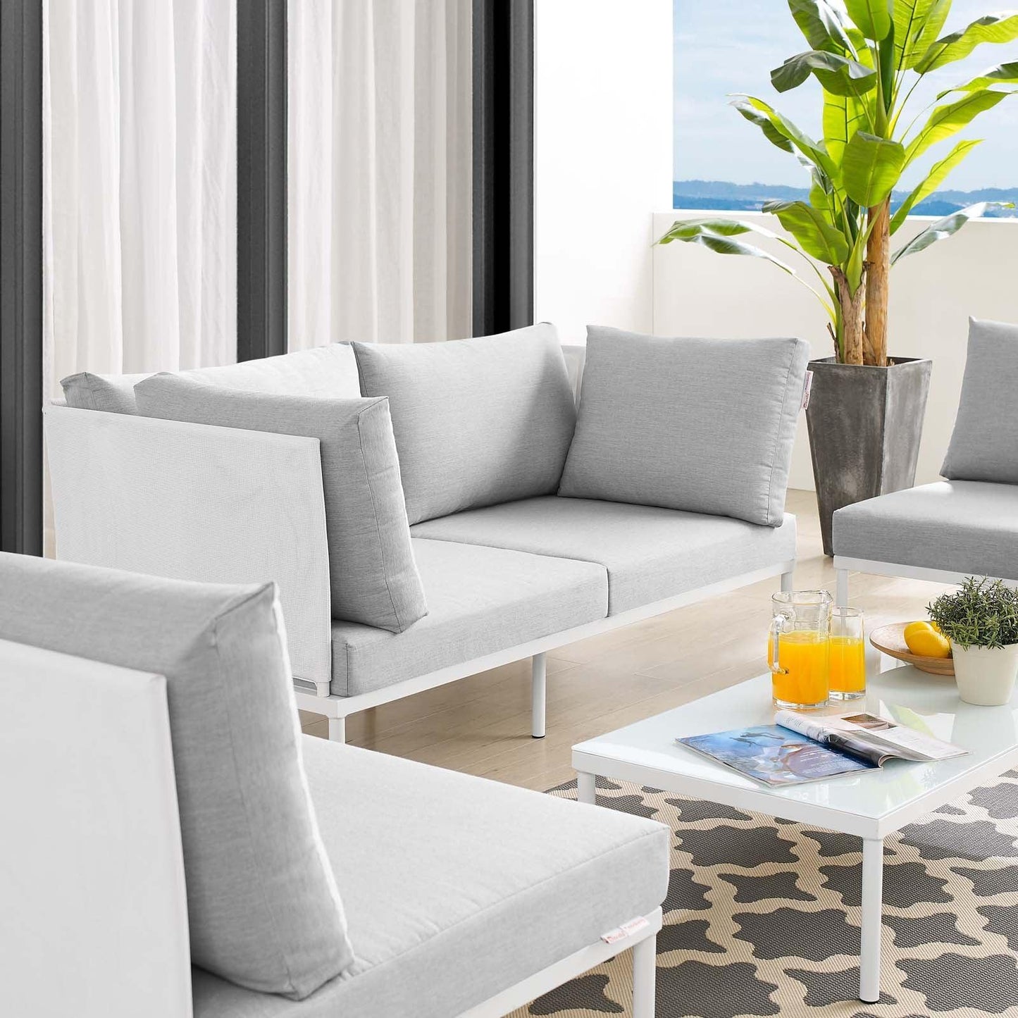 Harmony 4-Piece Sunbrella Outdoor Patio Aluminum Seating Set, EEI-4690 FredCo