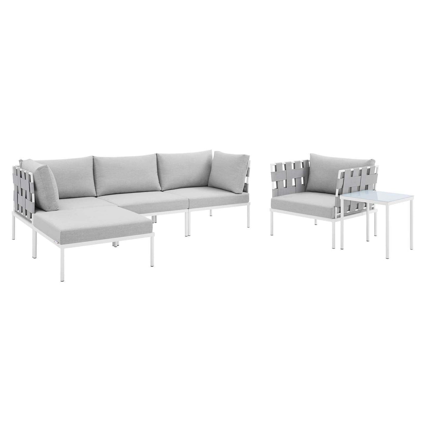 Harmony 6-Piece Sunbrella Outdoor Patio Aluminum Seating Set, EEI-4933 FredCo