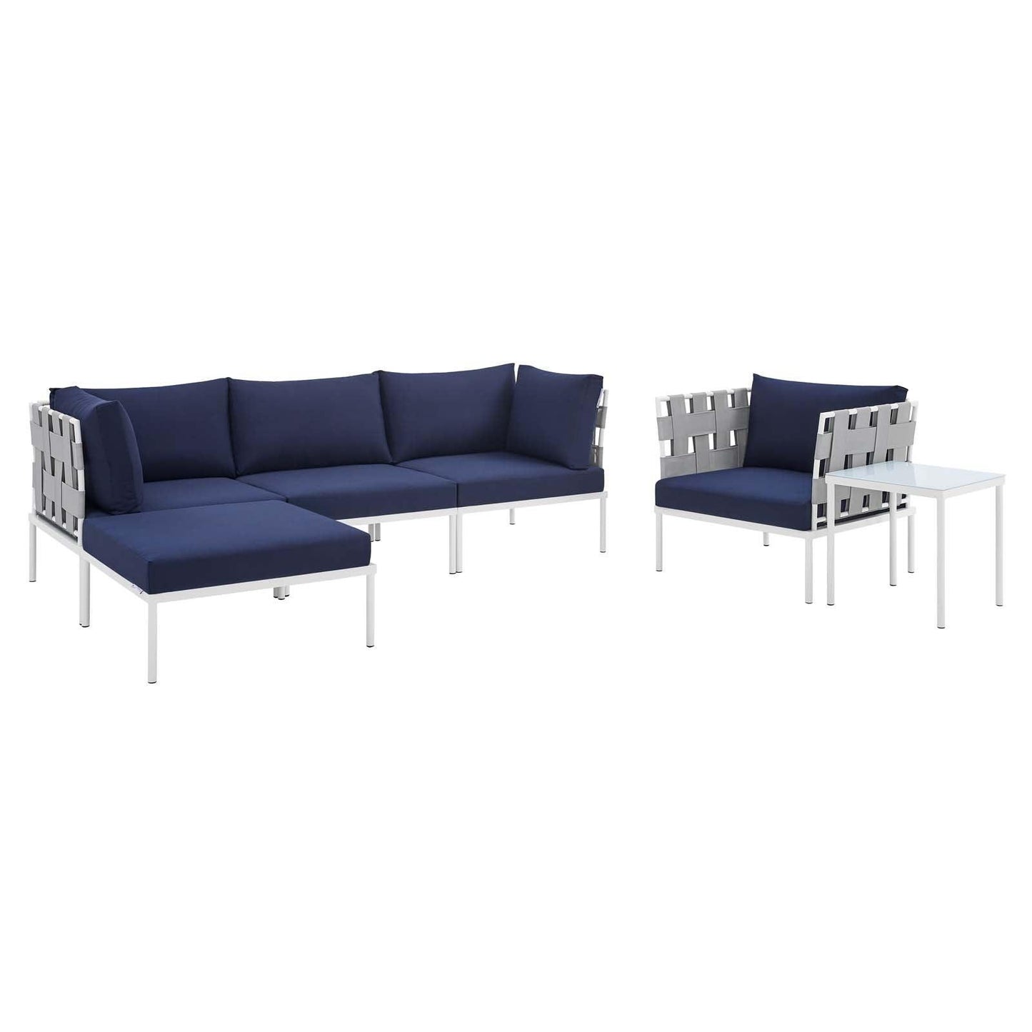 Harmony 6-Piece Sunbrella Outdoor Patio Aluminum Seating Set, EEI-4933 FredCo
