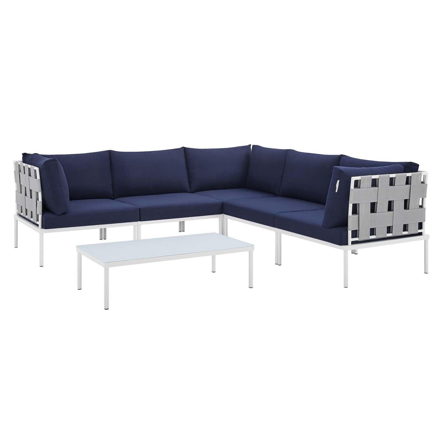 Harmony 6-Piece Sunbrella Outdoor Patio Aluminum Sectional Sofa Set, EEI-4929 FredCo