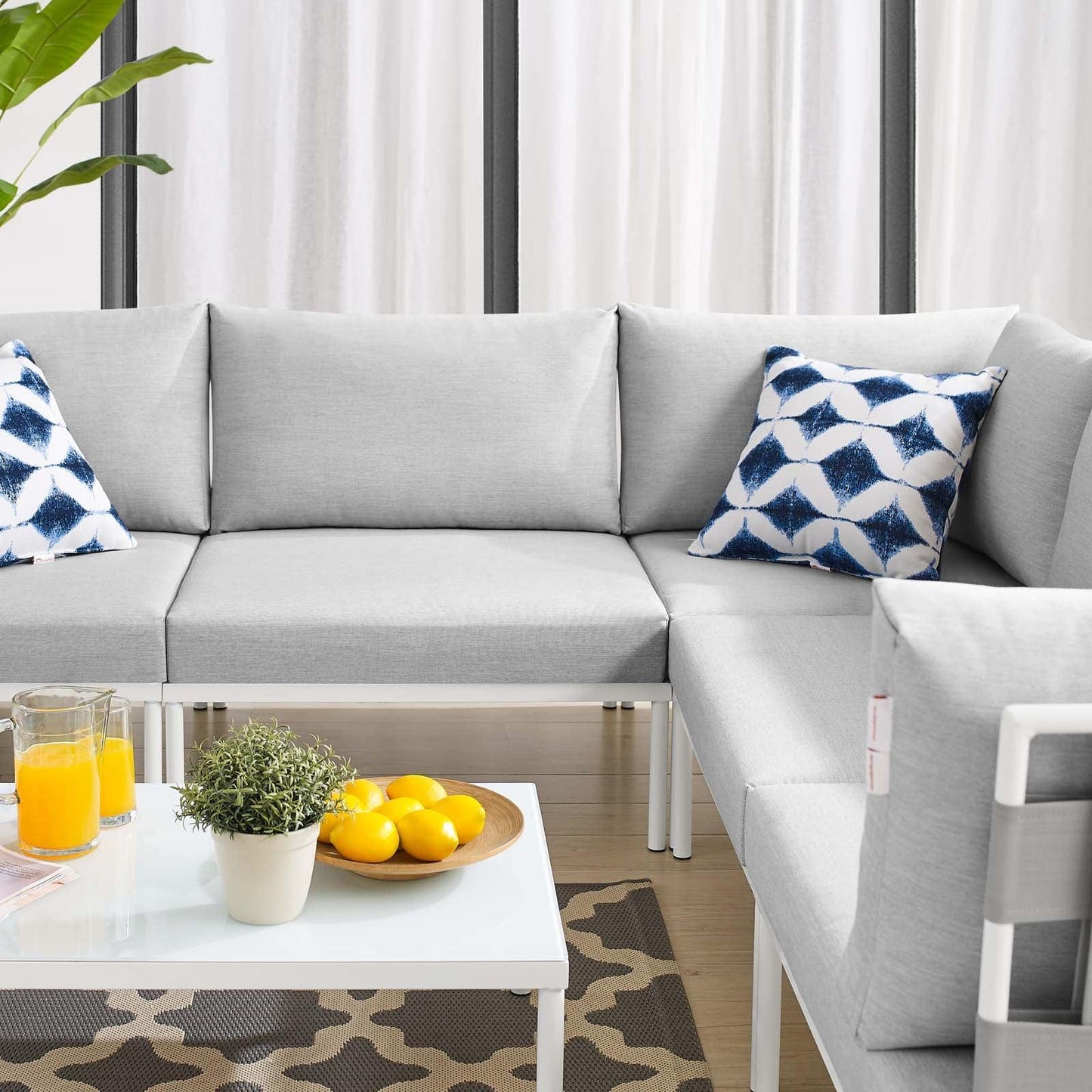 Harmony 6-Piece Sunbrella Outdoor Patio Aluminum Sectional Sofa Set, EEI-4929 FredCo