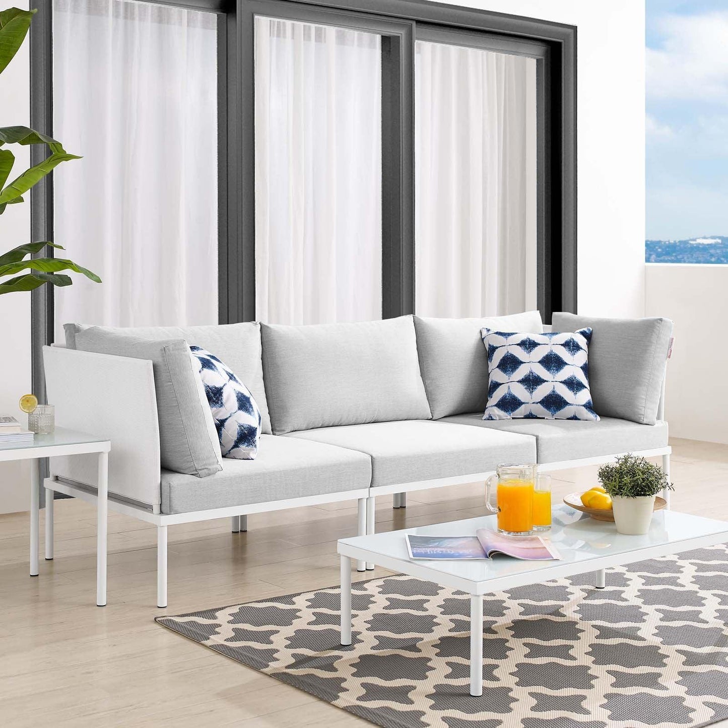 Harmony Sunbrella Outdoor Patio Aluminum Sofa, EEI-4967 FredCo