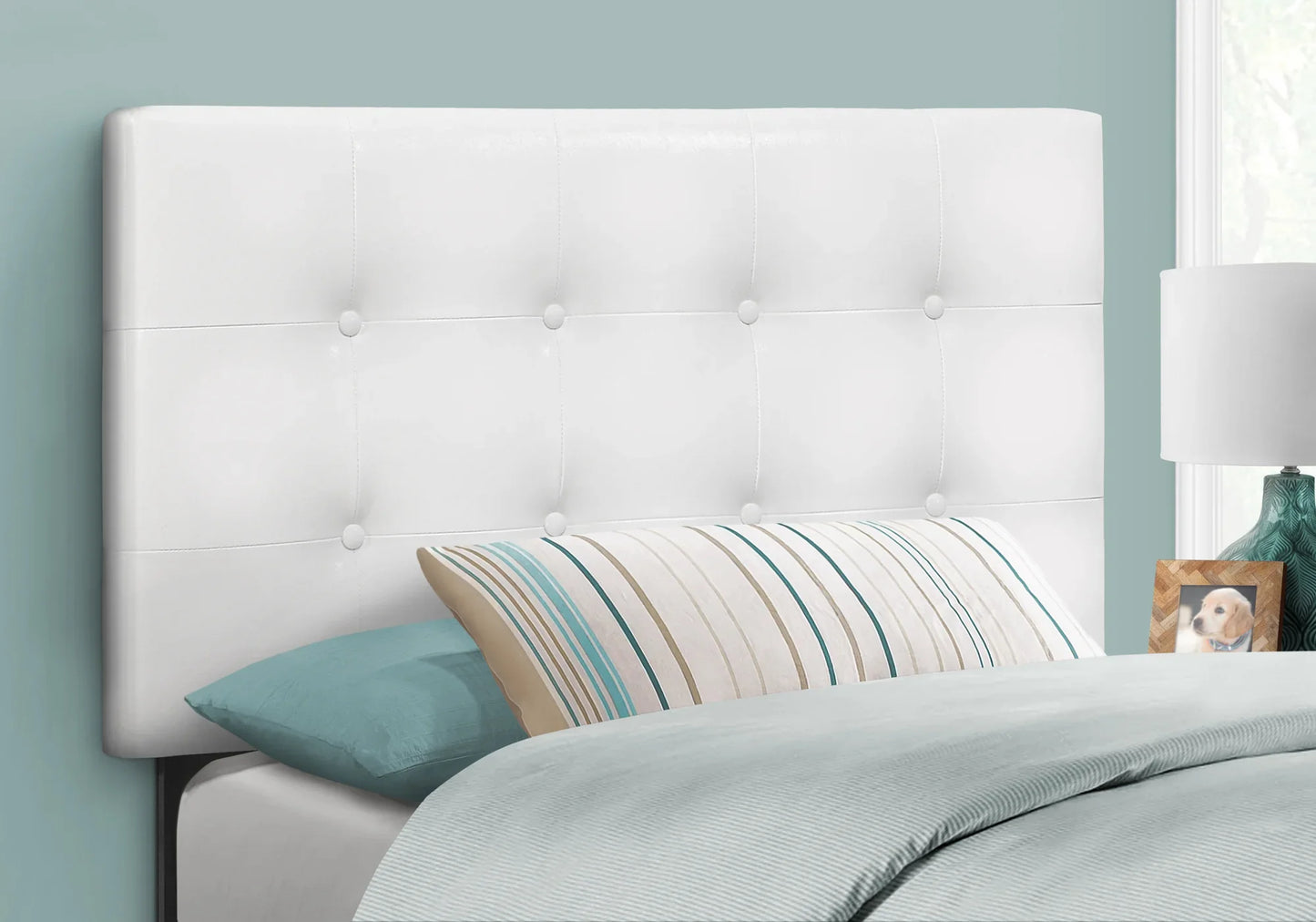 Headboard - Twin White Leather-LOOK HEADBOARD ONLY FredCo