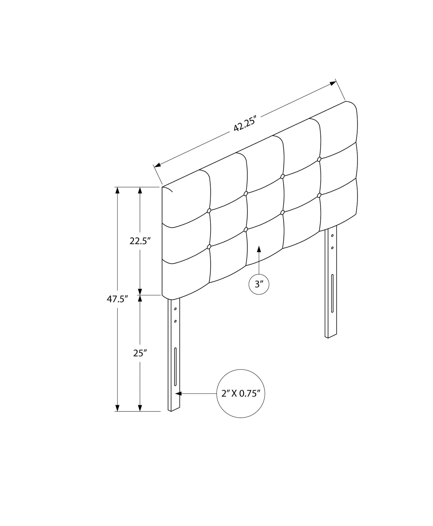 Headboard - Twin White Leather-LOOK HEADBOARD ONLY FredCo