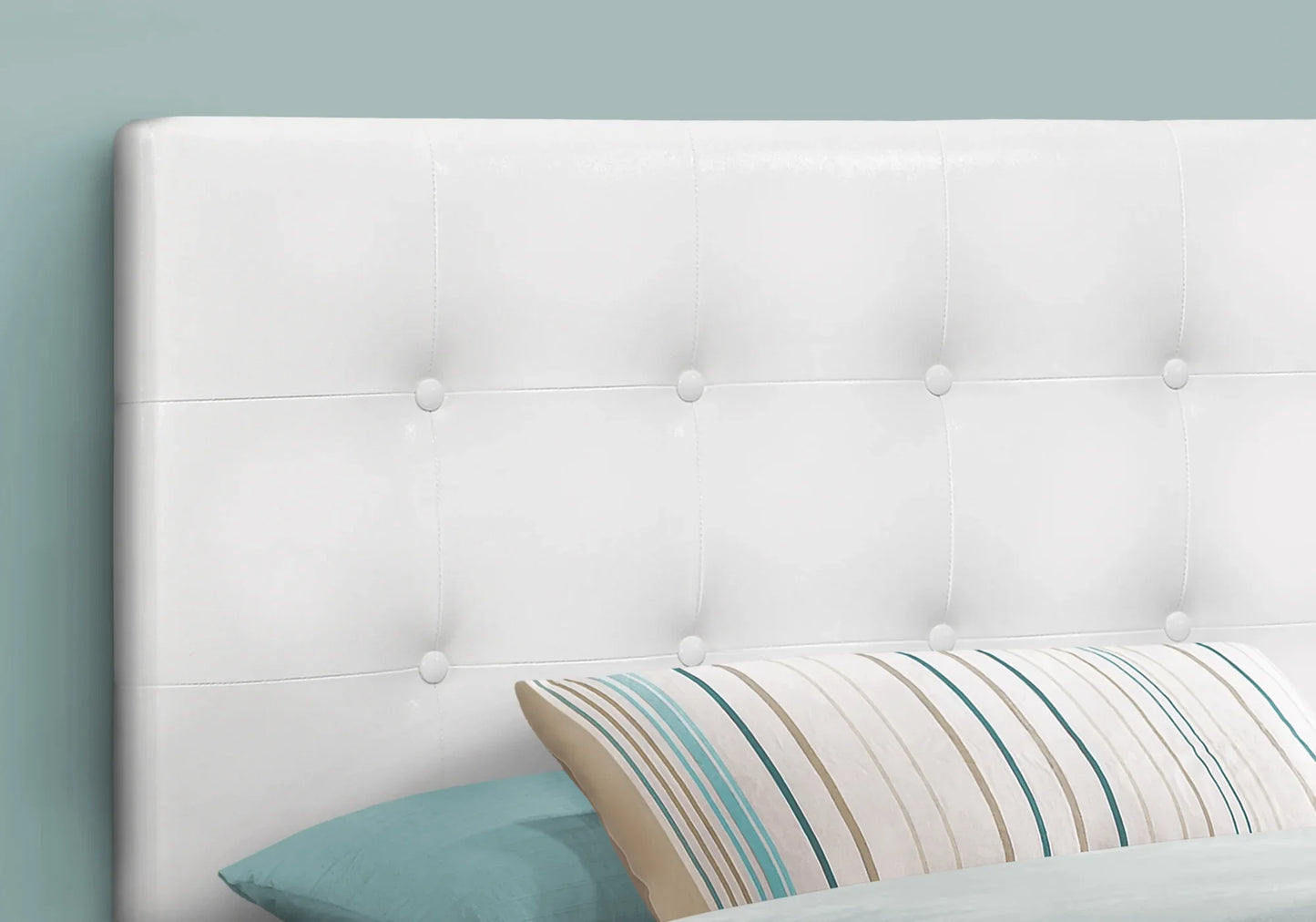 Headboard - Twin White Leather-LOOK HEADBOARD ONLY FredCo