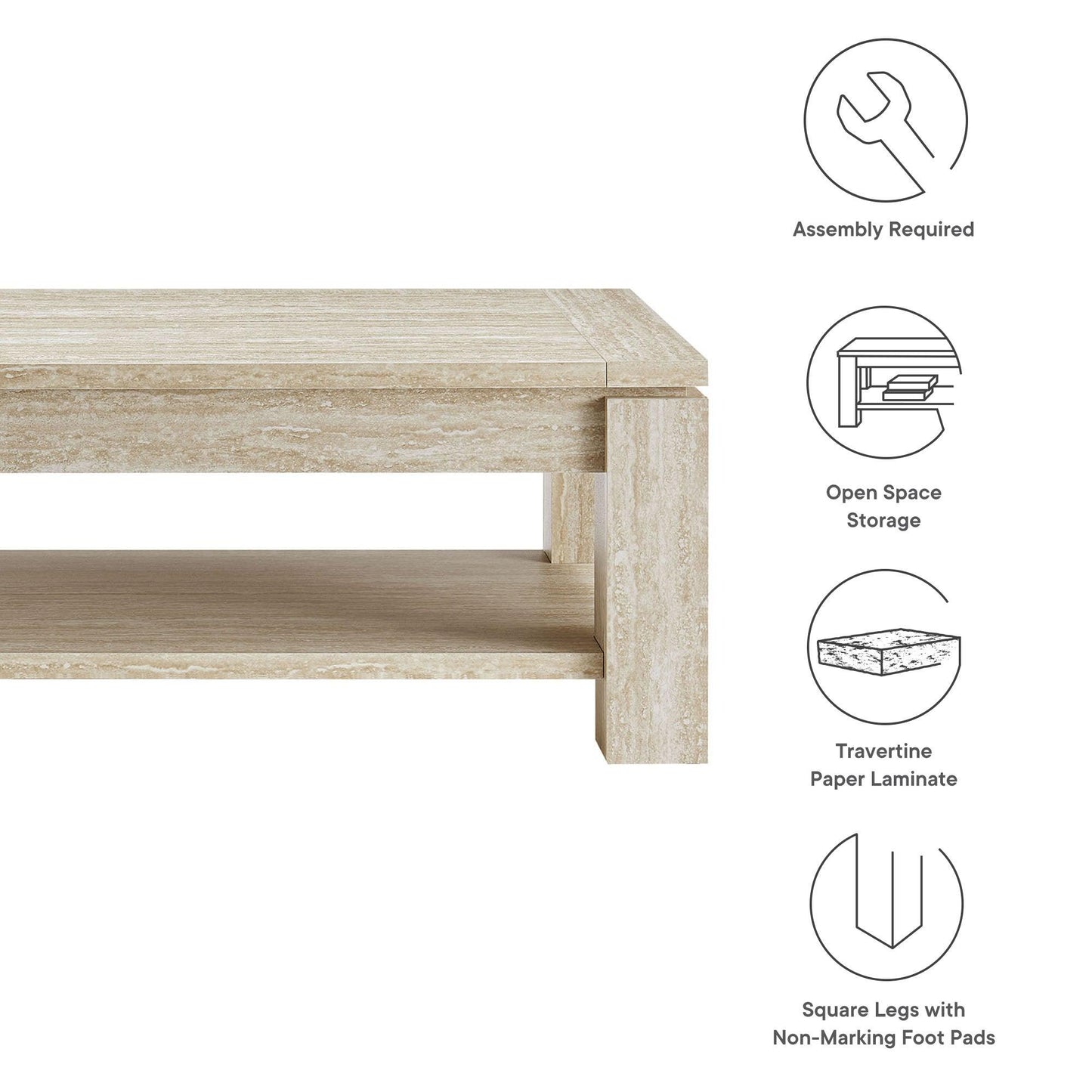 Hollis Travertine Coffee Table by Modway FredCo