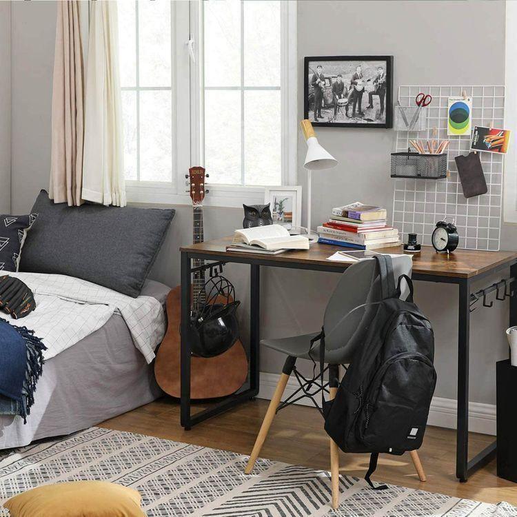 Home Office Desks, Rustic Brown, Black FredCo