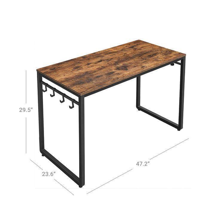 Home Office Desks, Rustic Brown, Black FredCo
