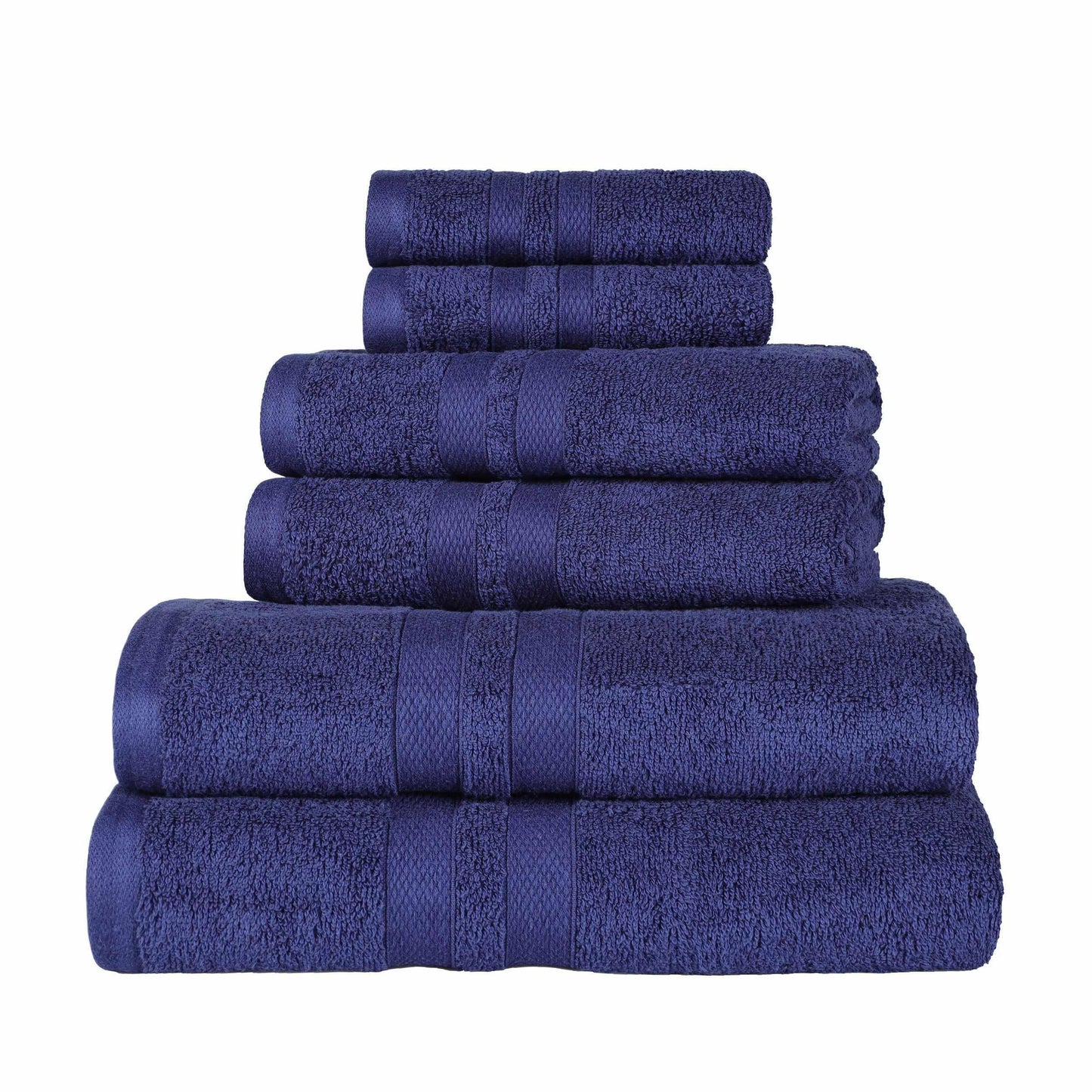 Honeycomb 100% Combed Cotton 500GSM Solitaire Border 6-Piece Towel Set FredCo
