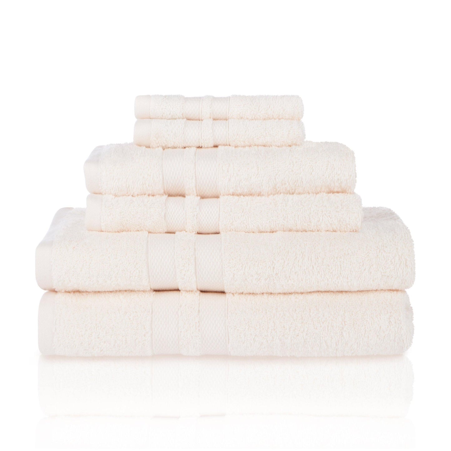 Honeycomb 100% Combed Cotton 500GSM Solitaire Border 6-Piece Towel Set FredCo