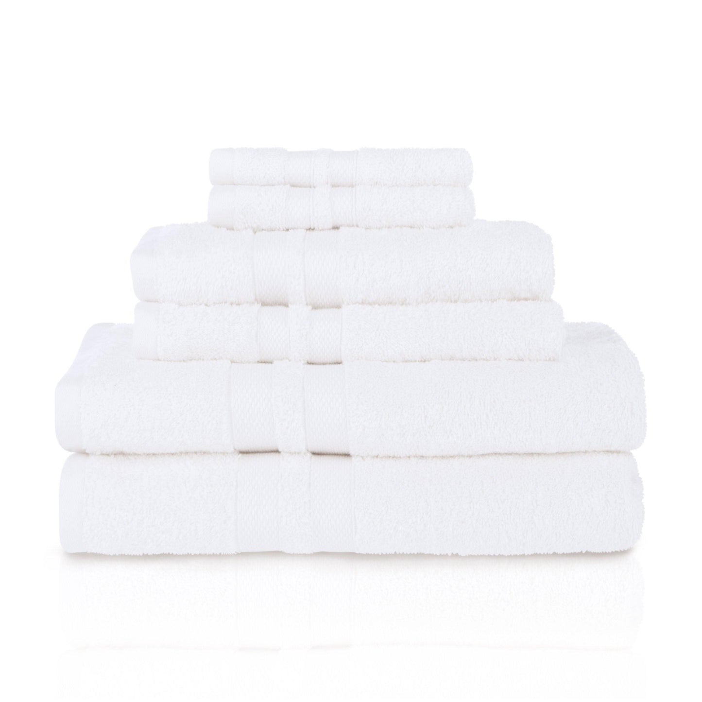 Honeycomb 100% Combed Cotton 500GSM Solitaire Border 6-Piece Towel Set FredCo