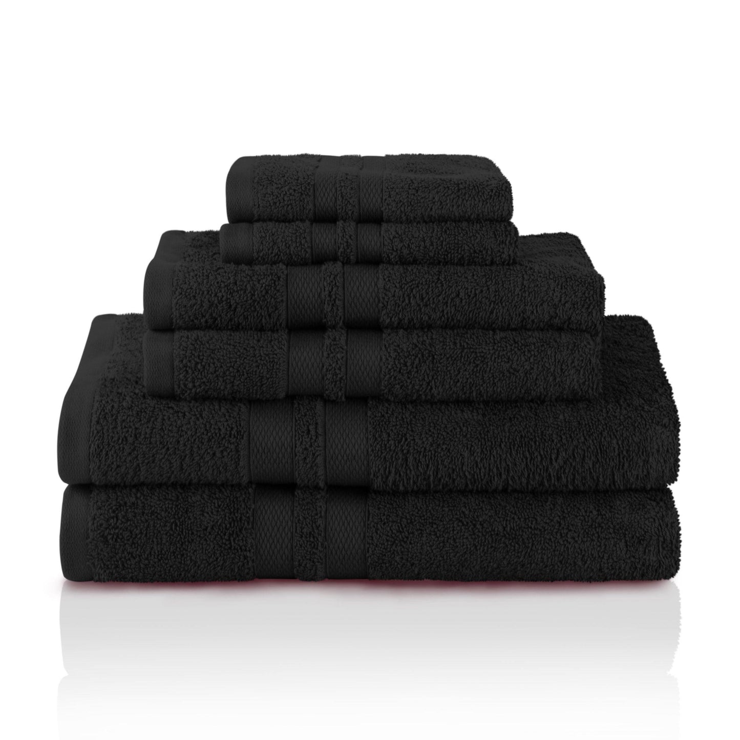 Honeycomb 100% Combed Cotton 500GSM Solitaire Border 6-Piece Towel Set FredCo