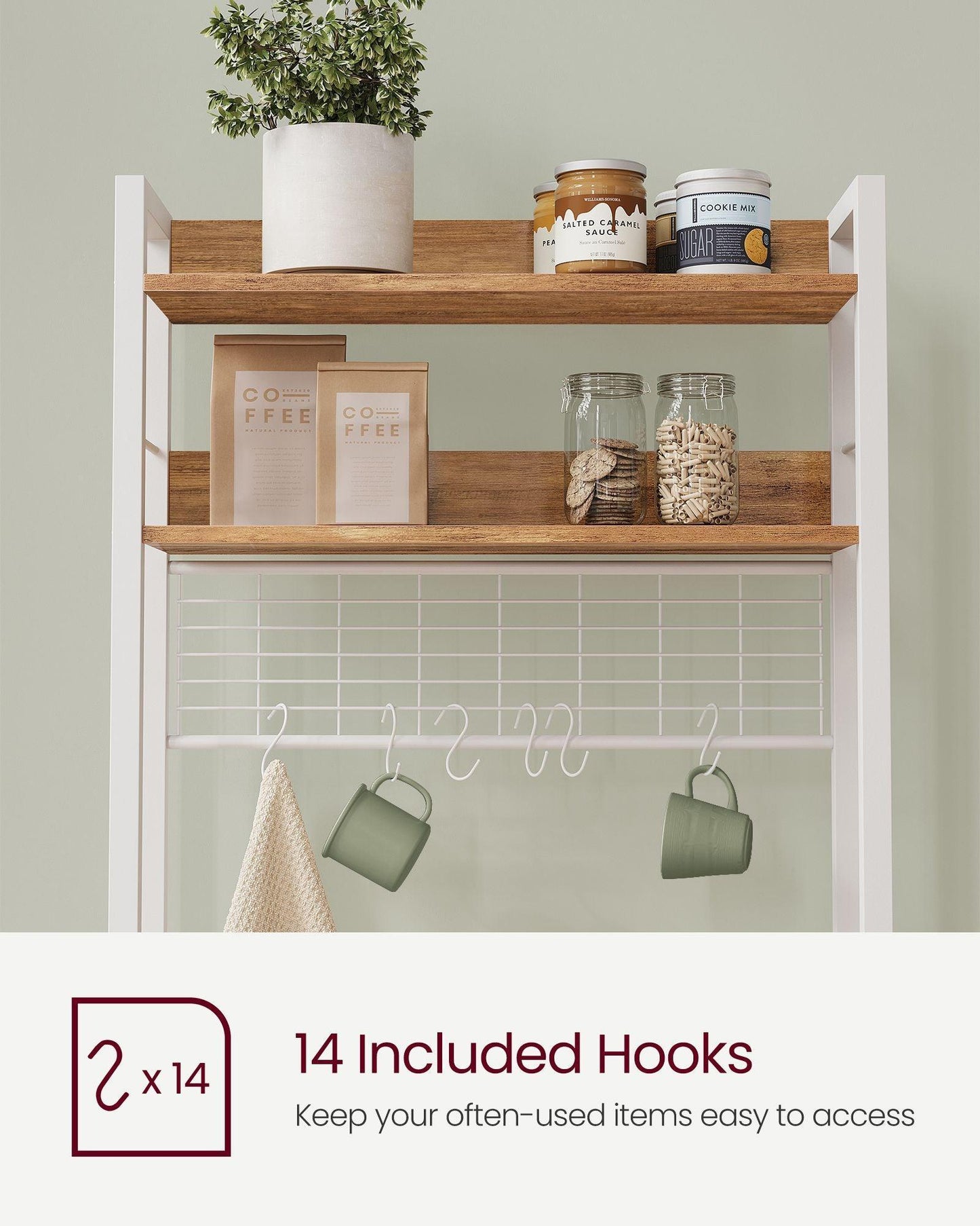 Hutch Bakers Rack with Power Outlet FredCo