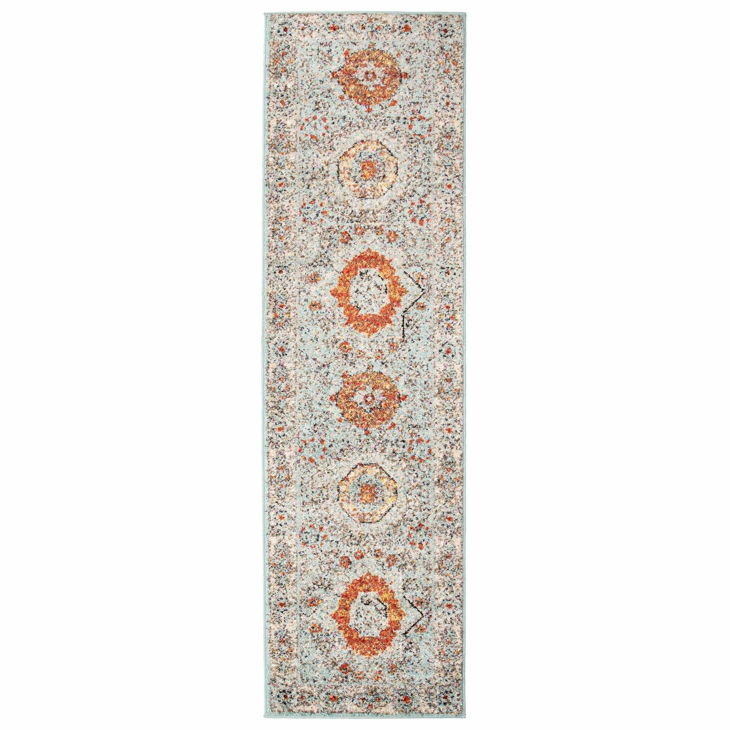 Idalia Vintage Contemporary Floral Light Blue Rug FredCo