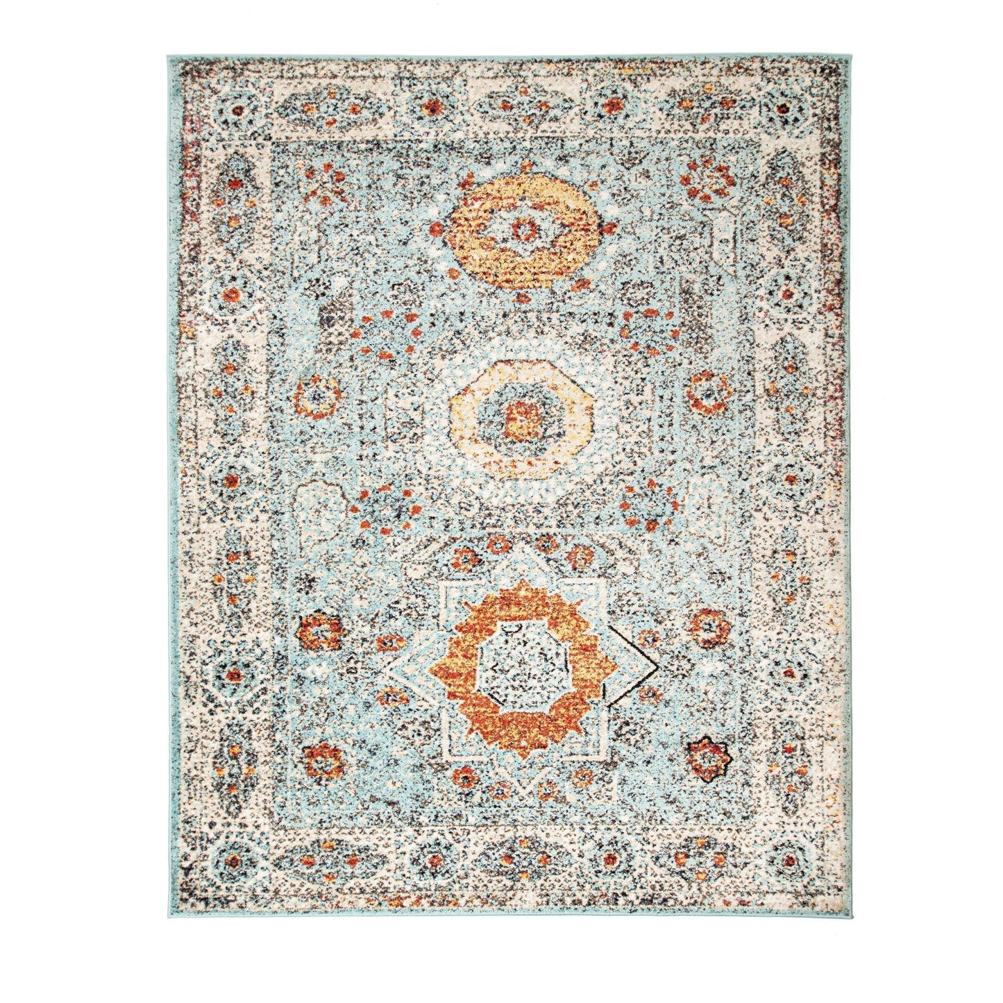Idalia Vintage Contemporary Floral Light Blue Rug FredCo