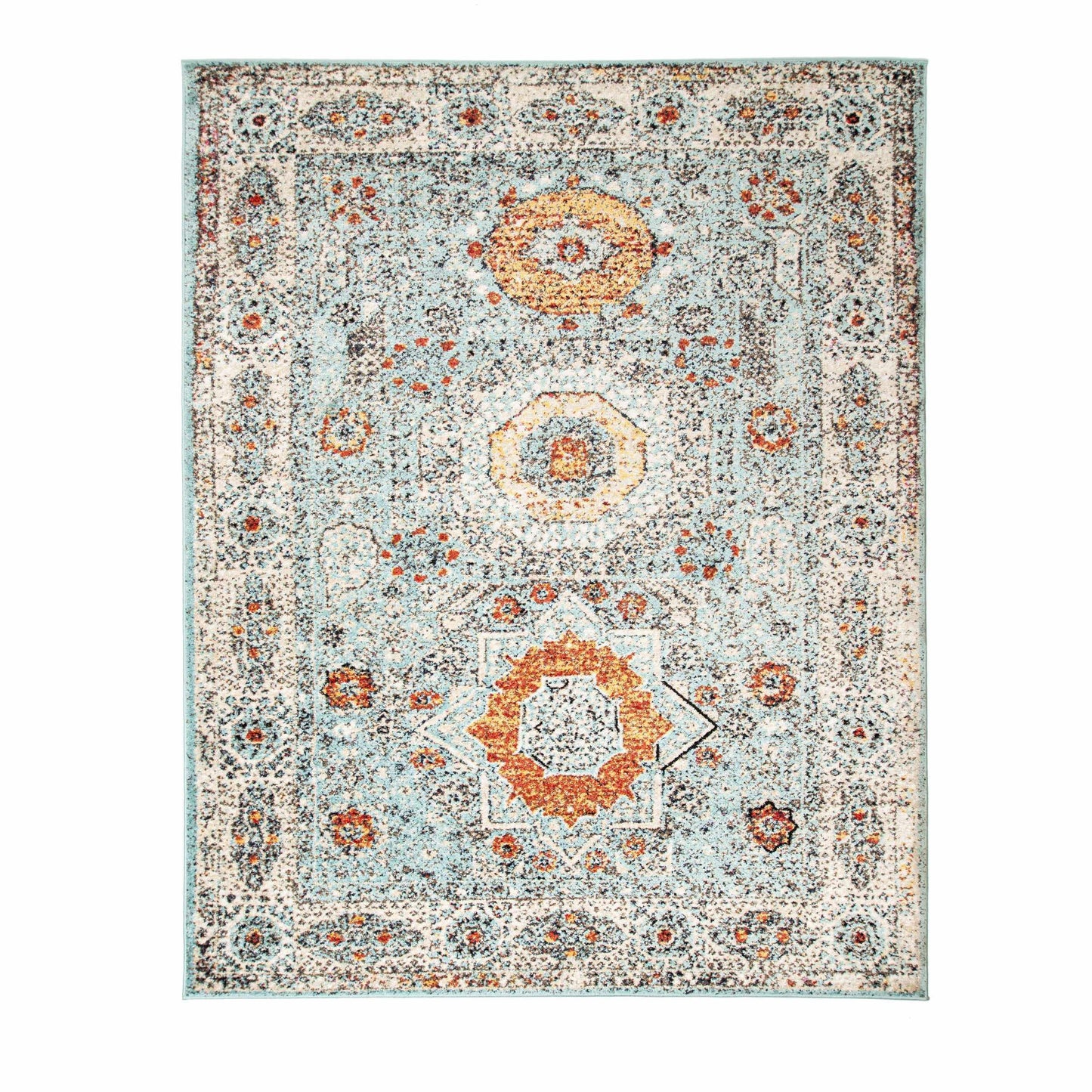 Idalia Vintage Contemporary Floral Light Blue Rug FredCo