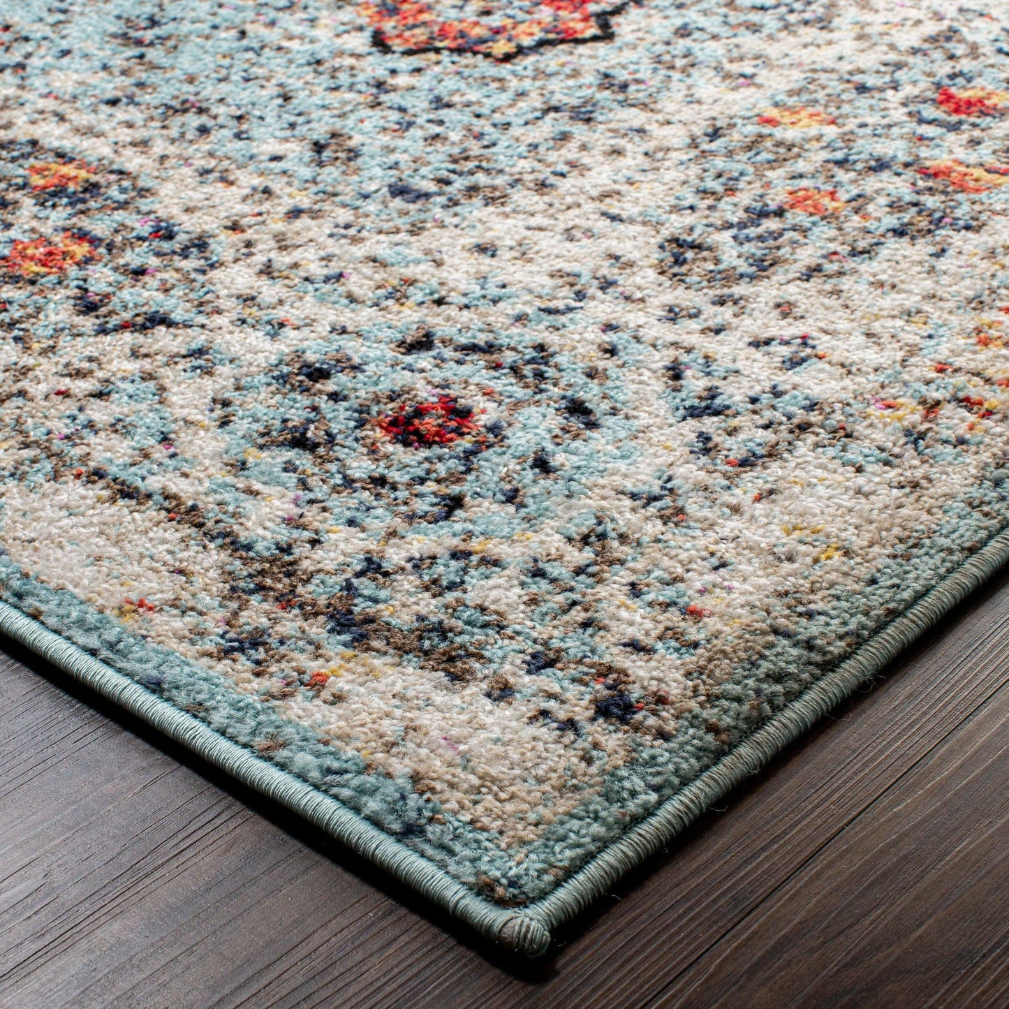 Idalia Vintage Contemporary Floral Light Blue Rug FredCo
