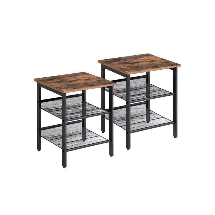 Industrial Mesh Shelves Nightstand FredCo