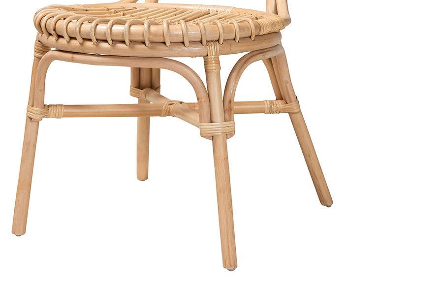 Iris Modern Bohemian Natural Brown Rattan Dining Chair FredCo
