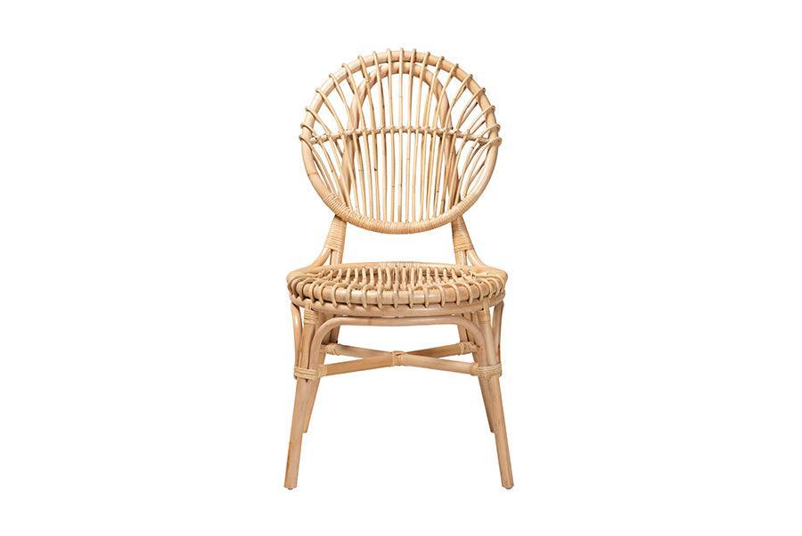 Iris Modern Bohemian Natural Brown Rattan Dining Chair FredCo