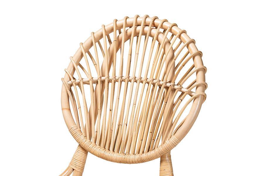 Iris Modern Bohemian Natural Brown Rattan Dining Chair FredCo