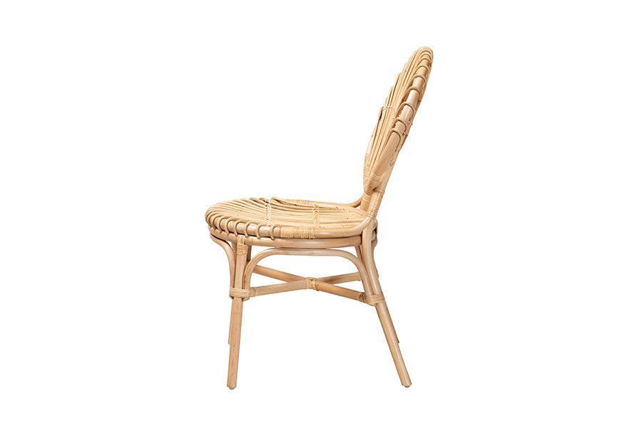 Iris Modern Bohemian Natural Brown Rattan Dining Chair FredCo