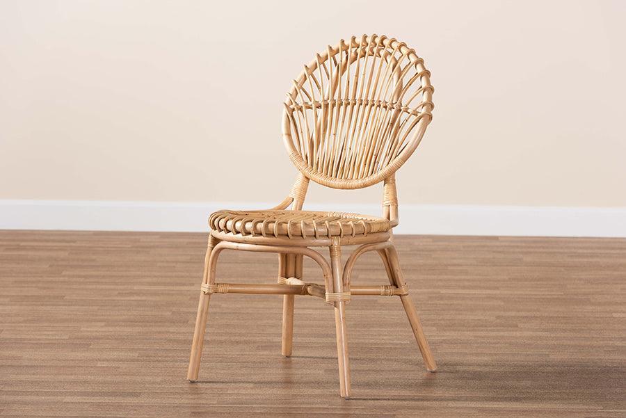 Iris Modern Bohemian Natural Brown Rattan Dining Chair FredCo