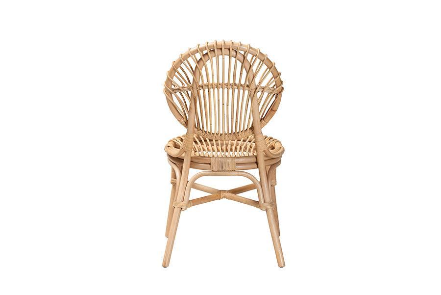 Iris Modern Bohemian Natural Brown Rattan Dining Chair FredCo